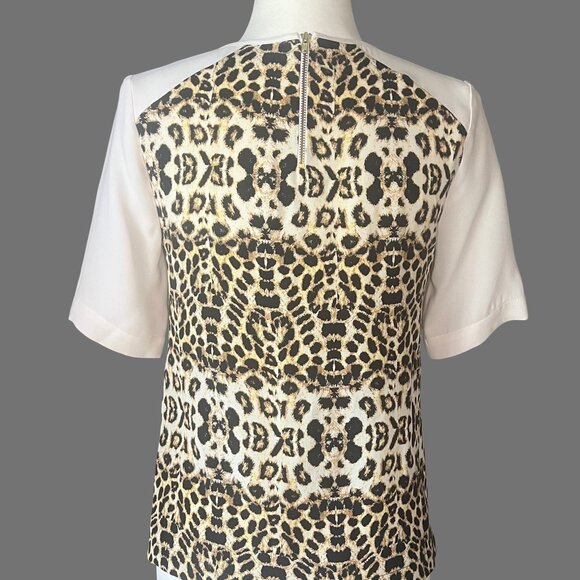 A.L.C. Silk Leopard Print Short Sleeve Top – Size 2 - Picture 4 of 8